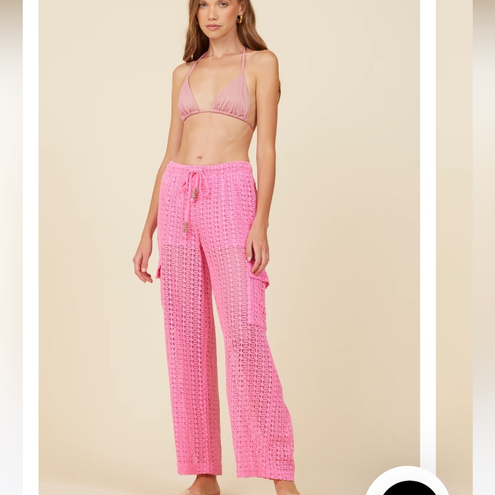 BNWT 💖 SURF GYPSY Crochet Cargo beach Pant in Hot Pink 🏄‍♀️